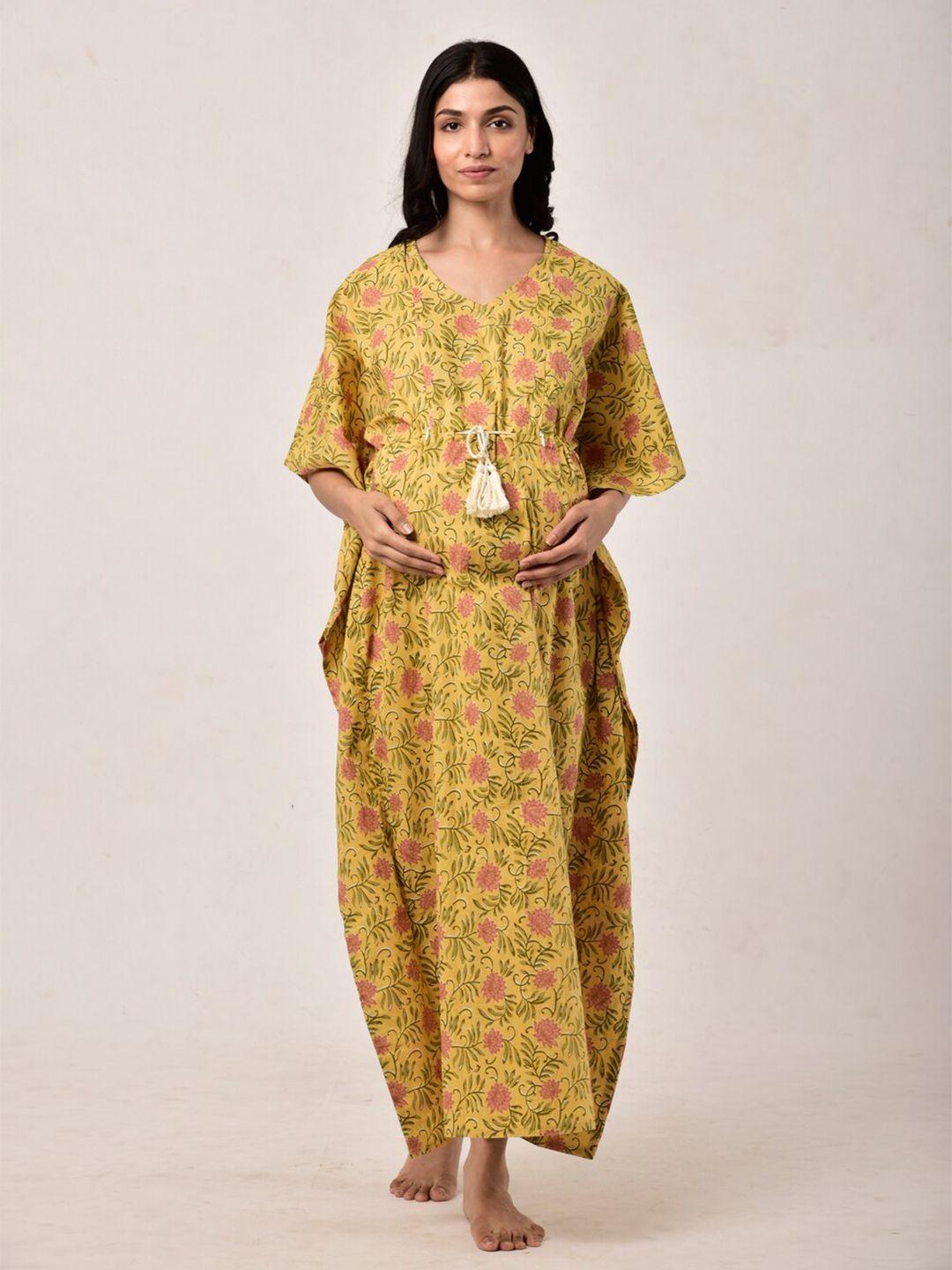 ikk-kudi-by-seerat-printed-pure-cotton-maternity-&-nursing-kaftan-maxi-nightdress