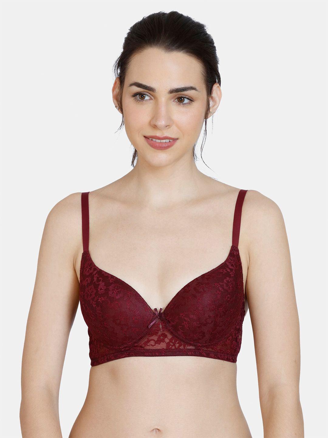 rosaline-by-zivame-maroon-floral-lace-bra---lightly-padded