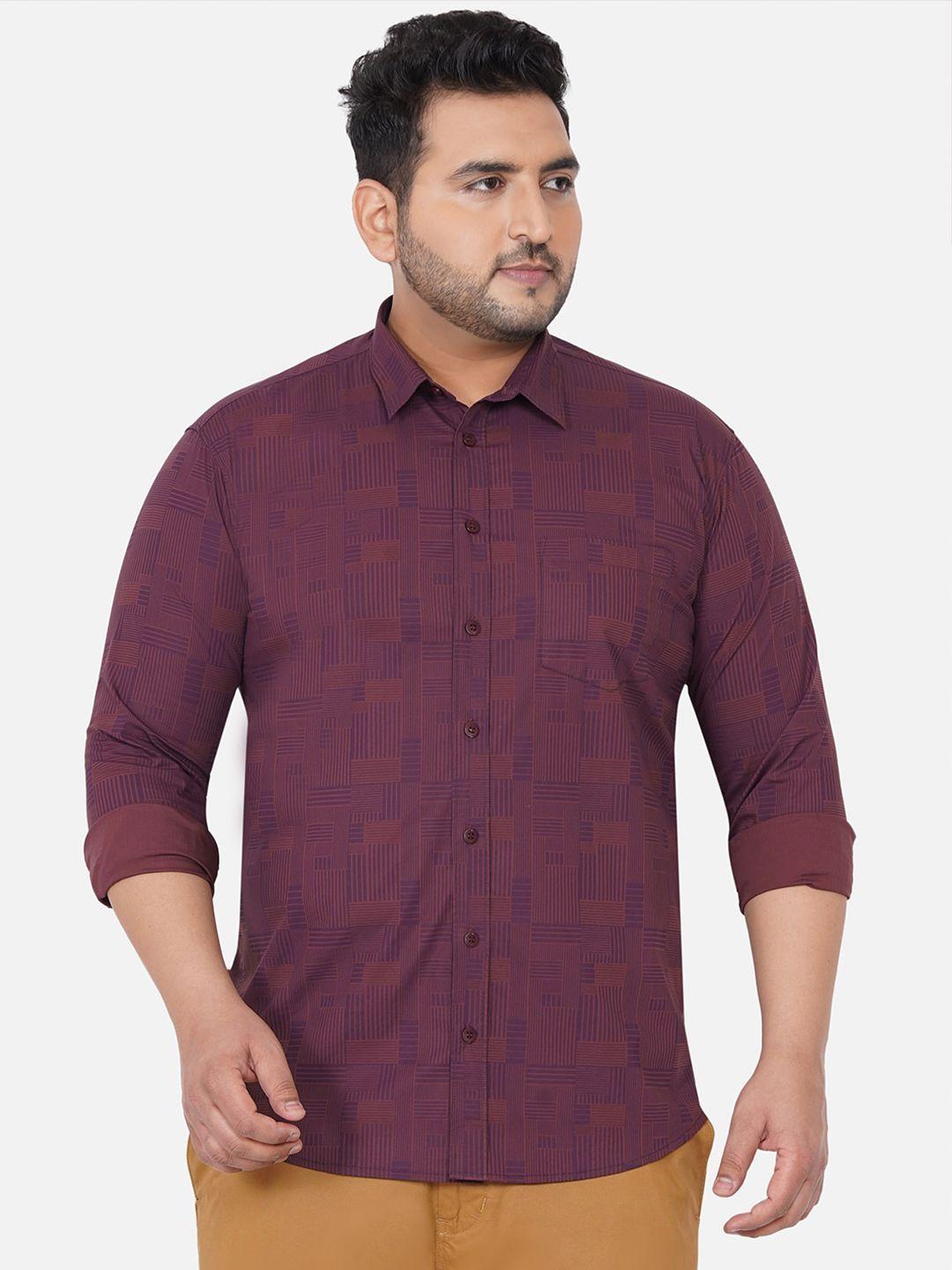 john-pride-men-maroon-&-purple-geometric-printed-cotton-plus-size-casual-shirt