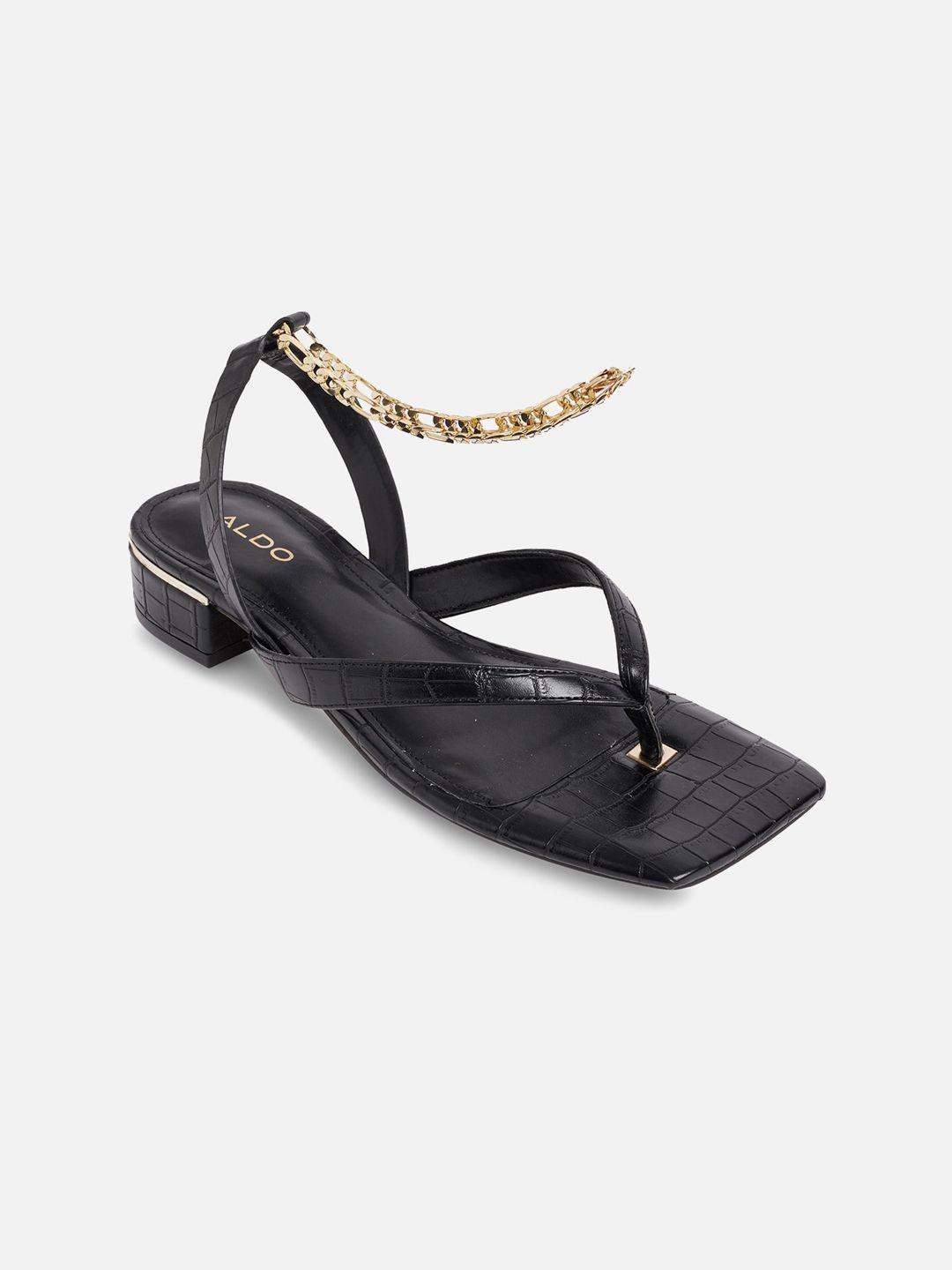 aldo-black-textured-block-sandals