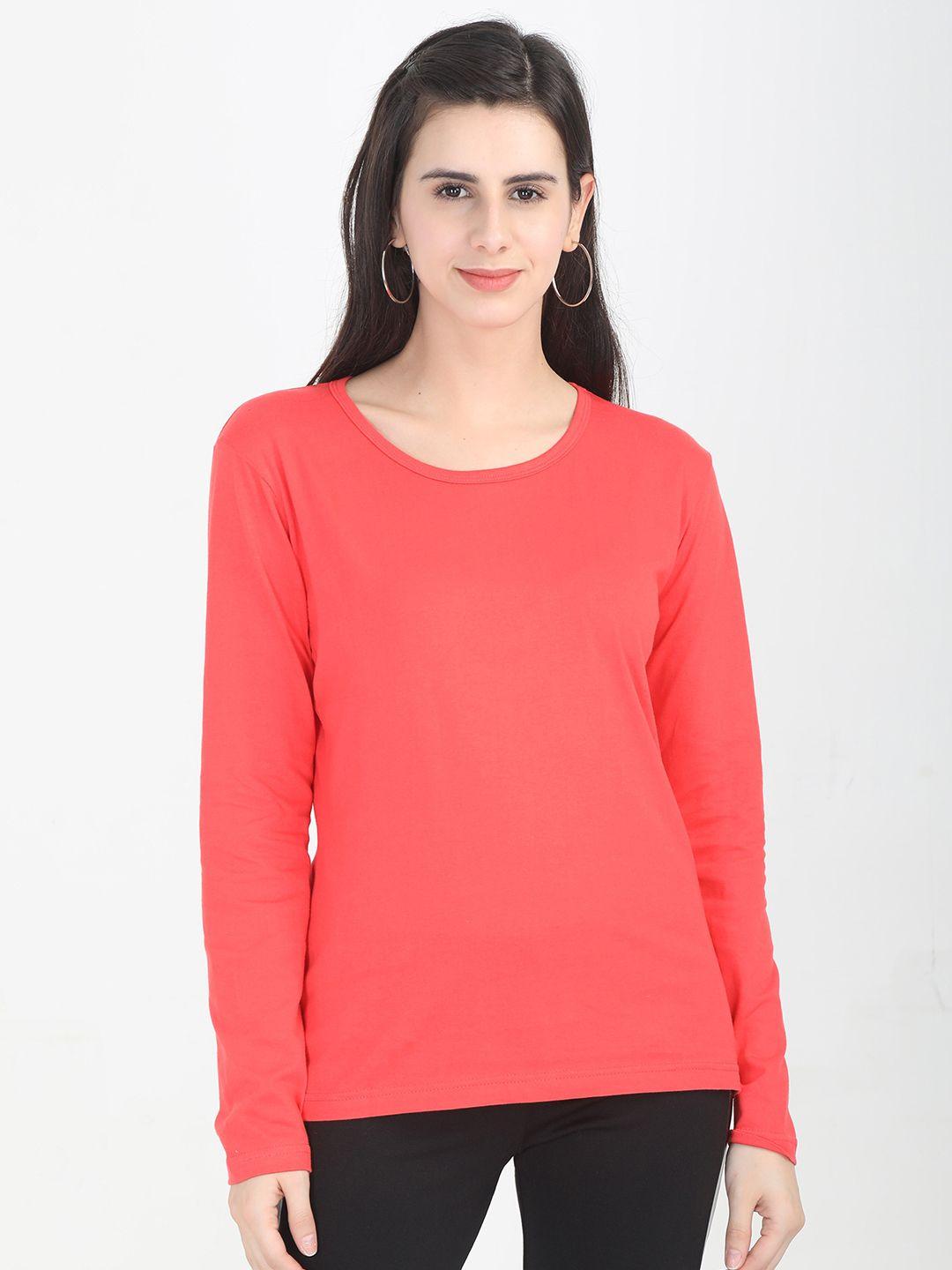 fleximaa-women-coral-orange-cotton-t-shirt