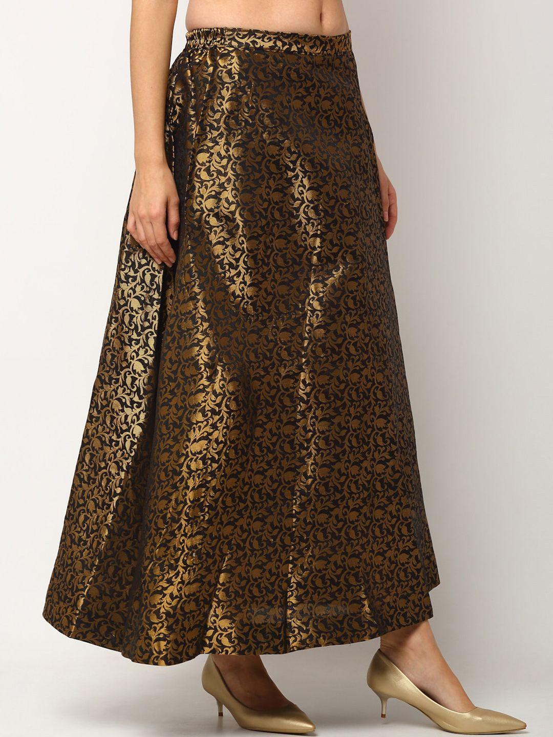 miaz-lifestyle-women-black-&-gold-embellished-flared-maxi-skirt