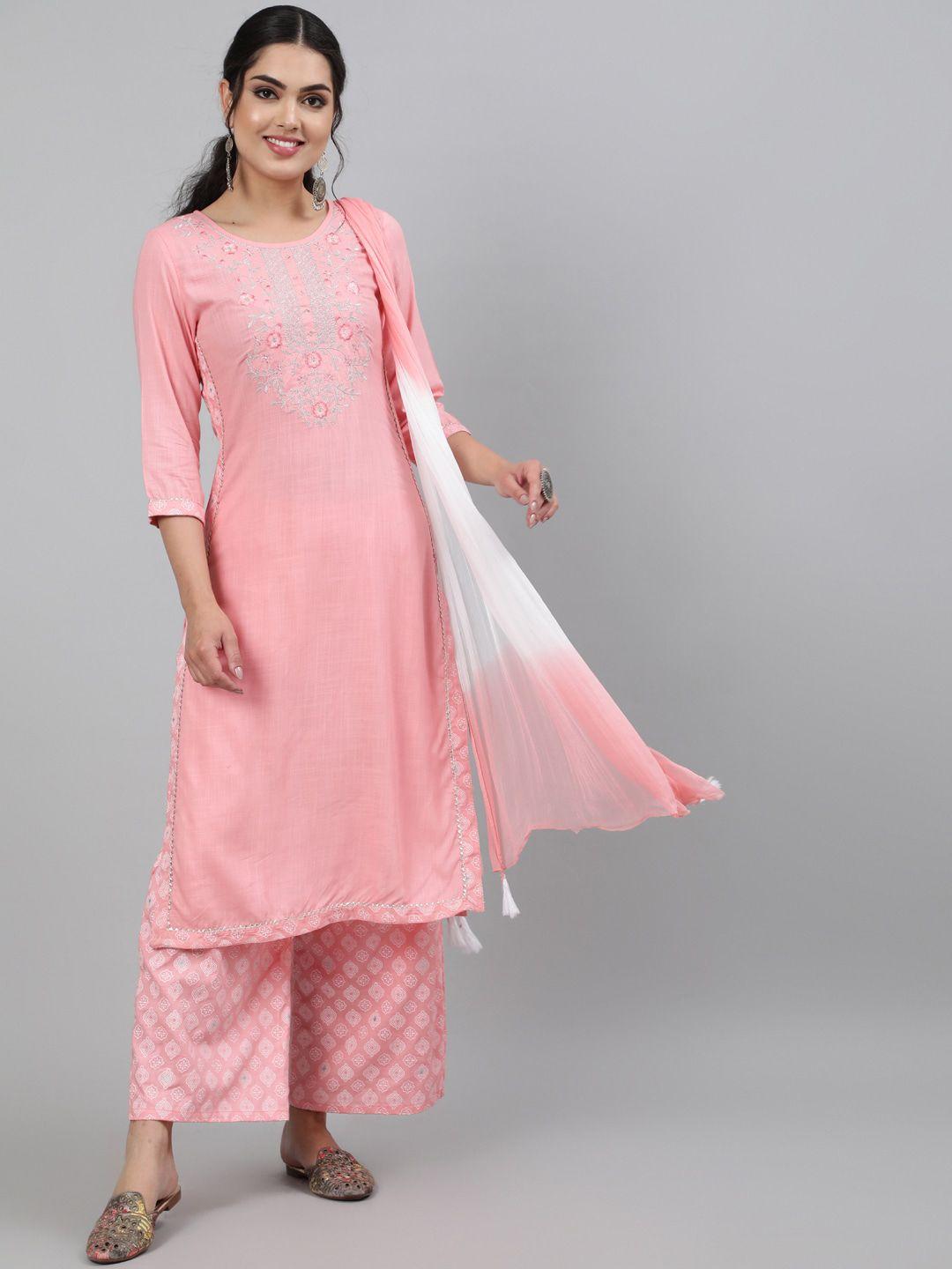 kimayra-women-pink-yoke-design-panelled-kurta-with-palazzos-&-with-dupatta