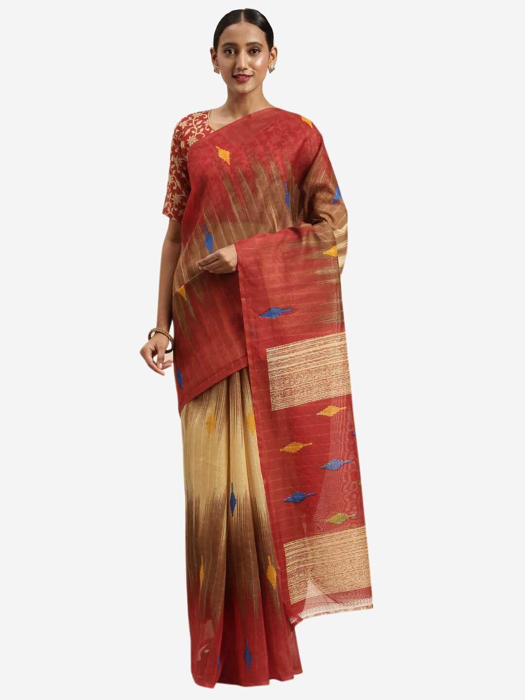 saadhvi-red-&-beige-printed-art-silk-saree