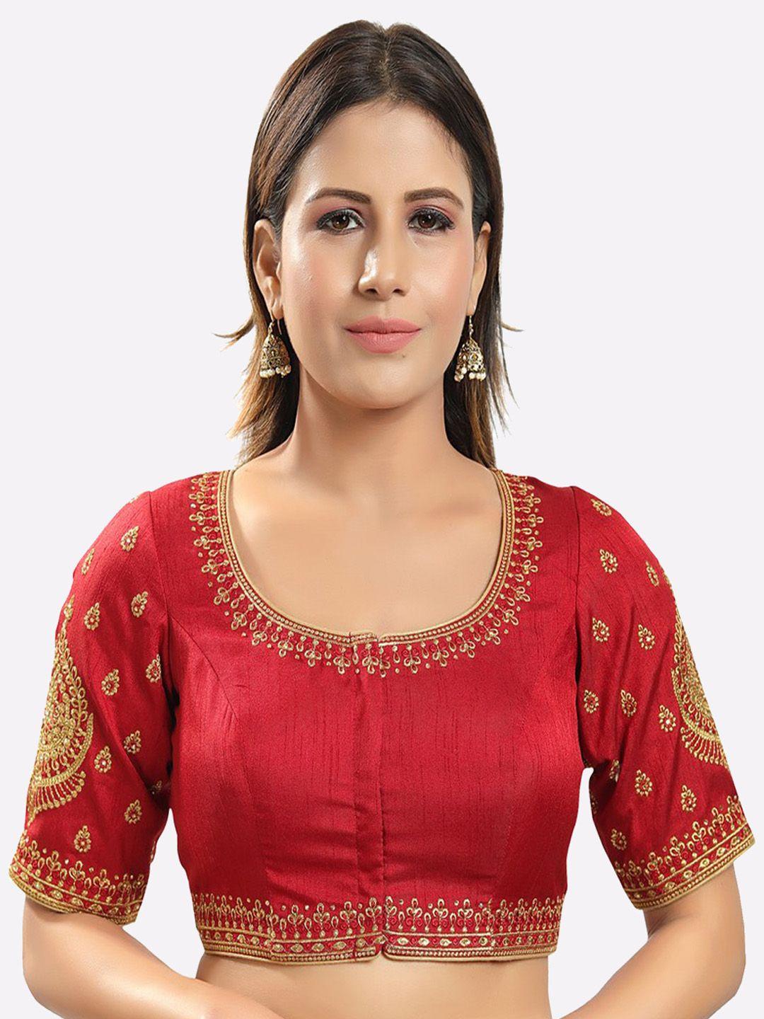 salwar-studio-women-maroon-jain-silk-embroidered-readymade-saree-blouse