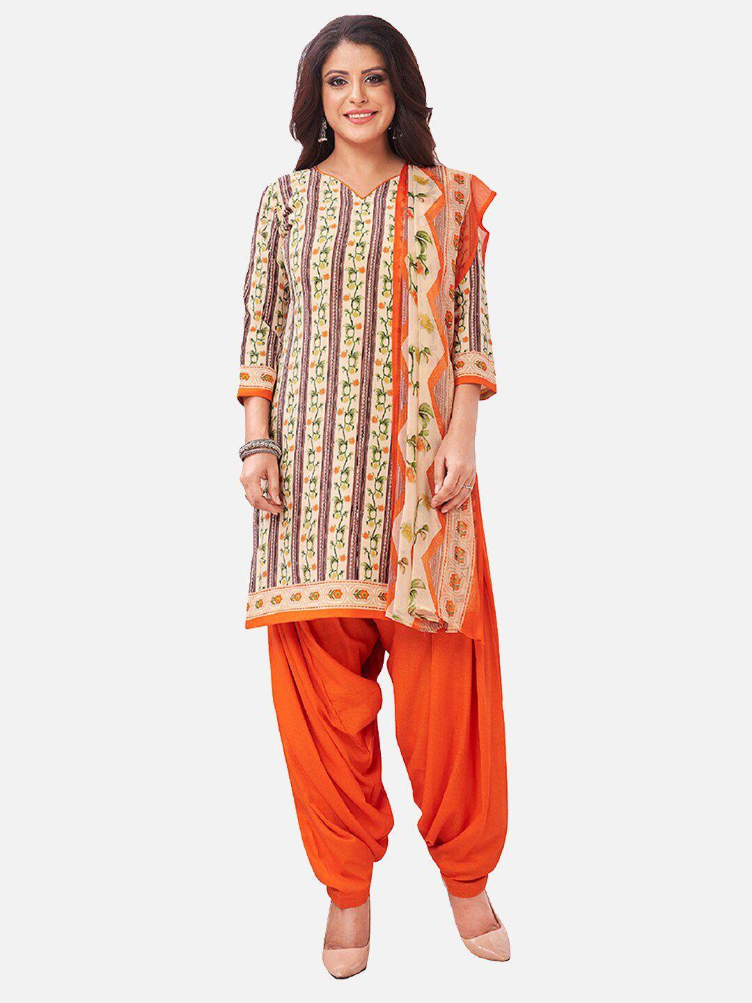 salwar-studio-women-orange-&-beige-printed-unstitched-dress-material