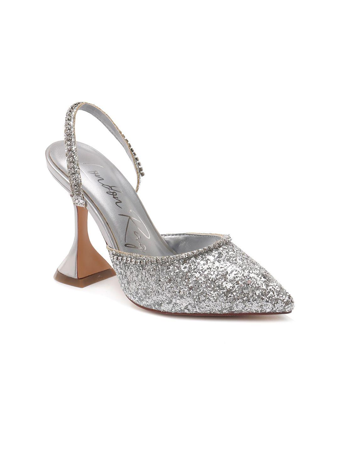 london-rag-silver-toned-textured-party-block-heels