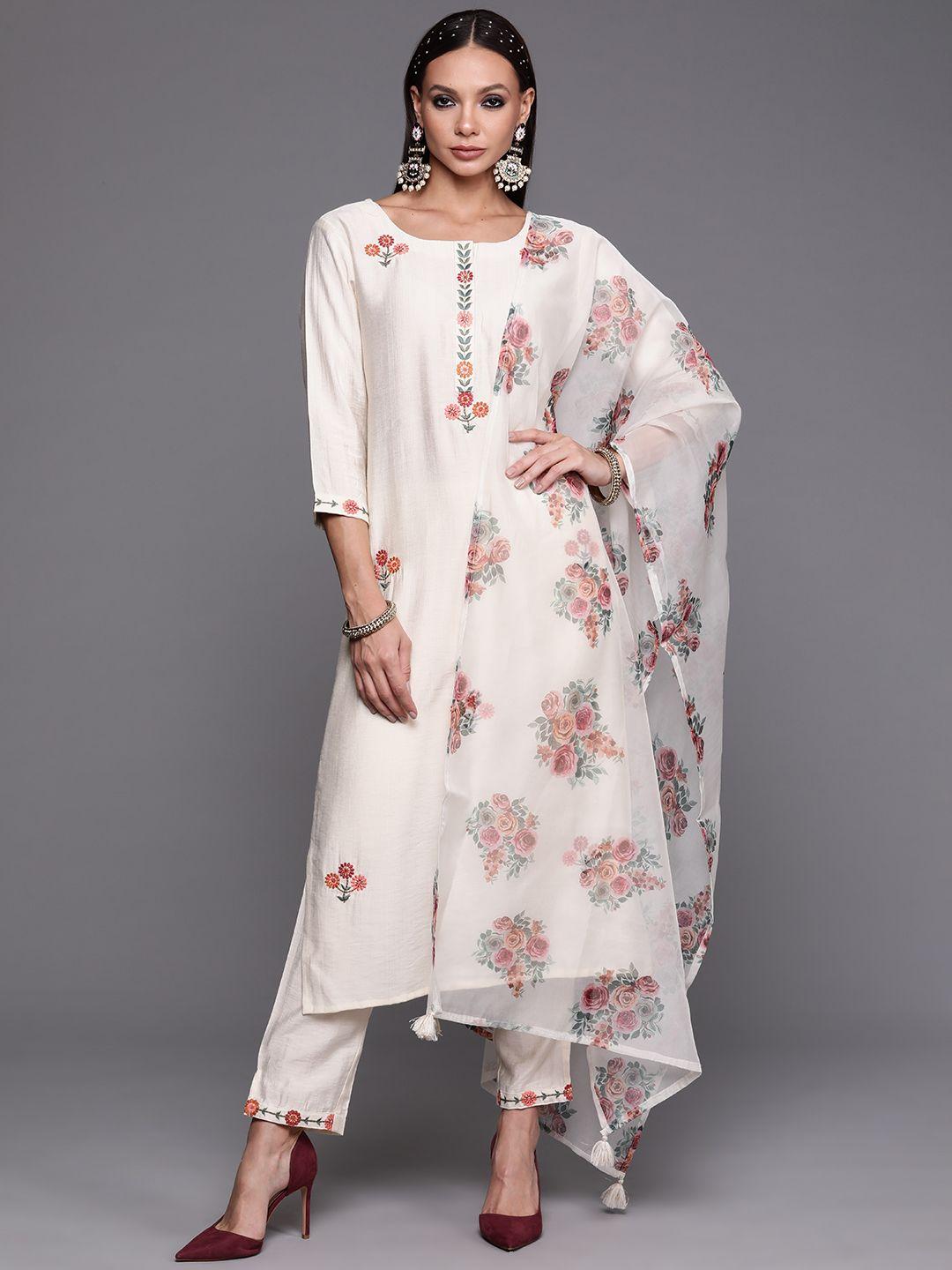 indo-era-women-off-white-floral-embroidered-kurta-with-trousers-&-with-dupatta