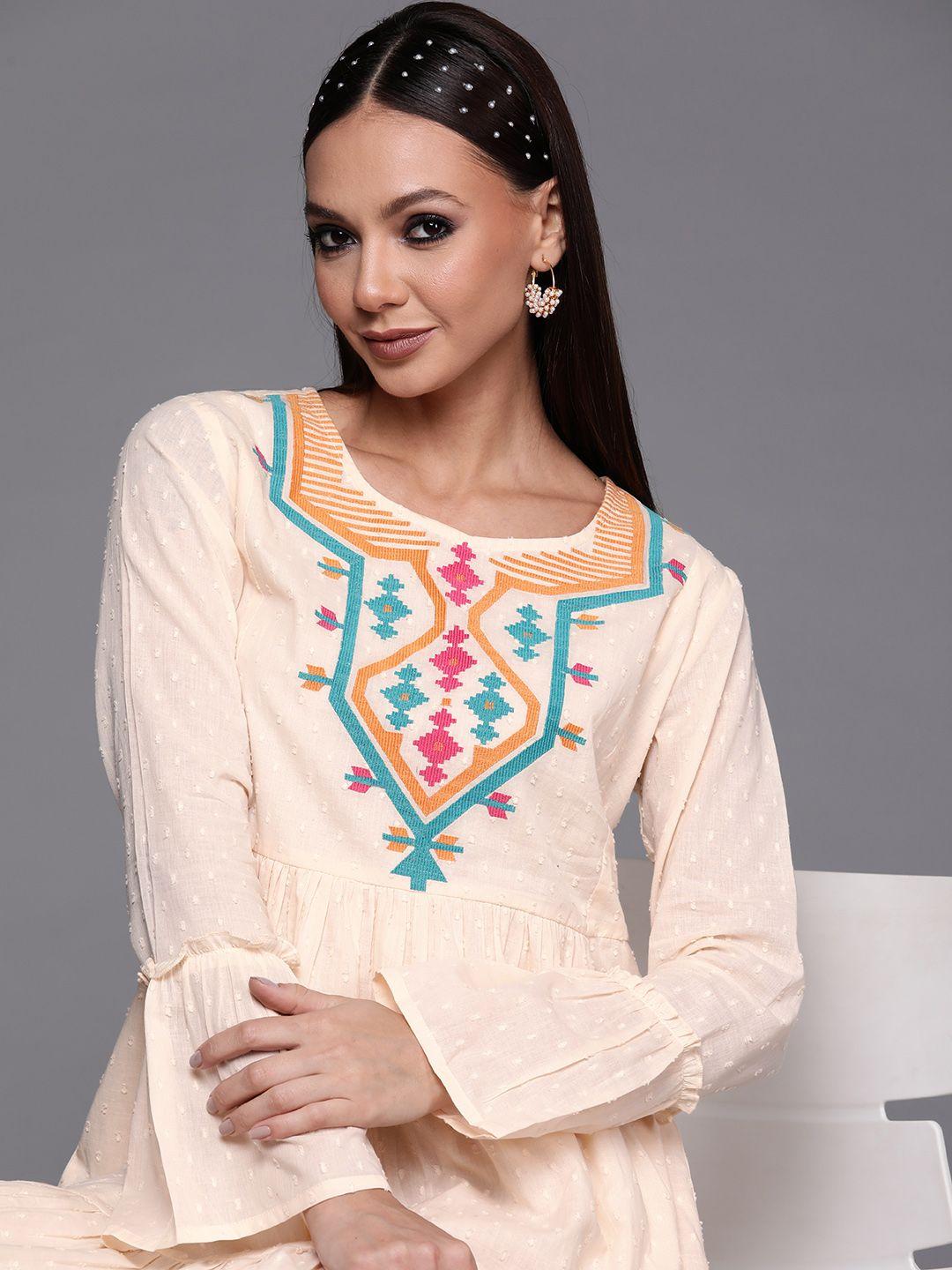 indo-era-beige-ethnic-motifs-embroidered-ethnic-a-line-dress