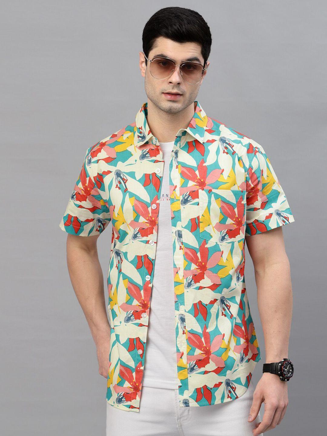 style-quotient-men-teal-comfort-floral-printed-casual-shirt