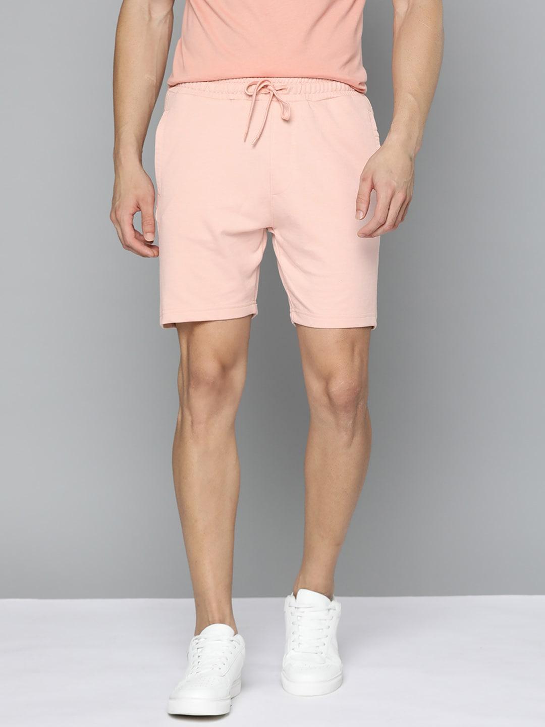 m&h-easy-men-peach-coloured-solid-regular-shorts