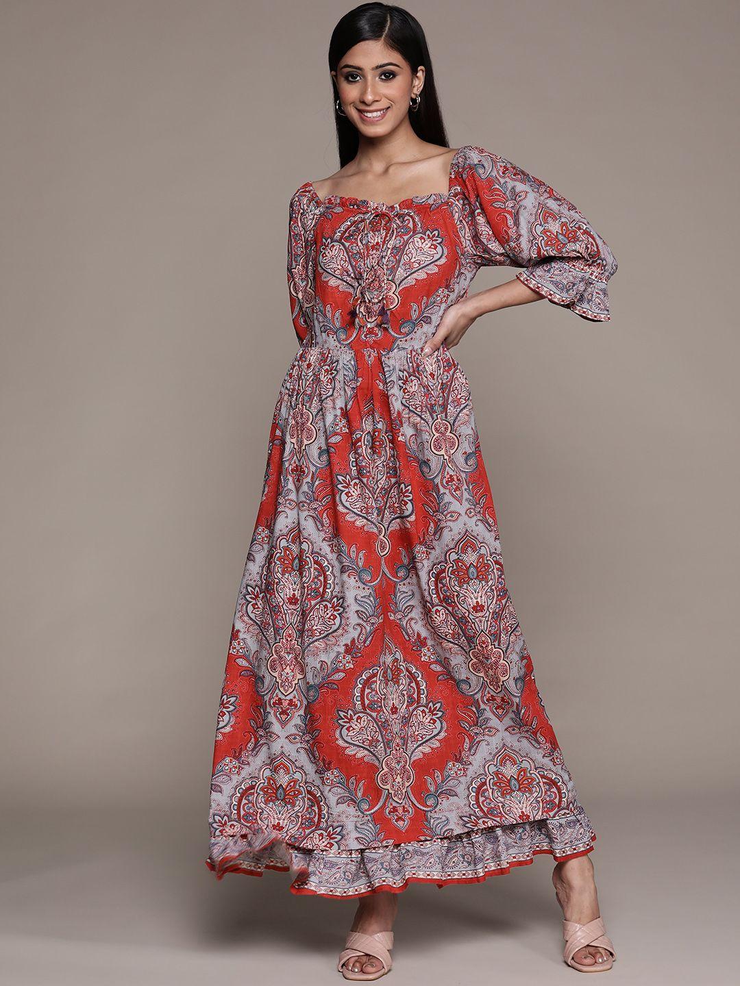 aarke-ritu-kumar-women-rust-red-&-blue-ethnic-motifs-a-line-maxi-dress