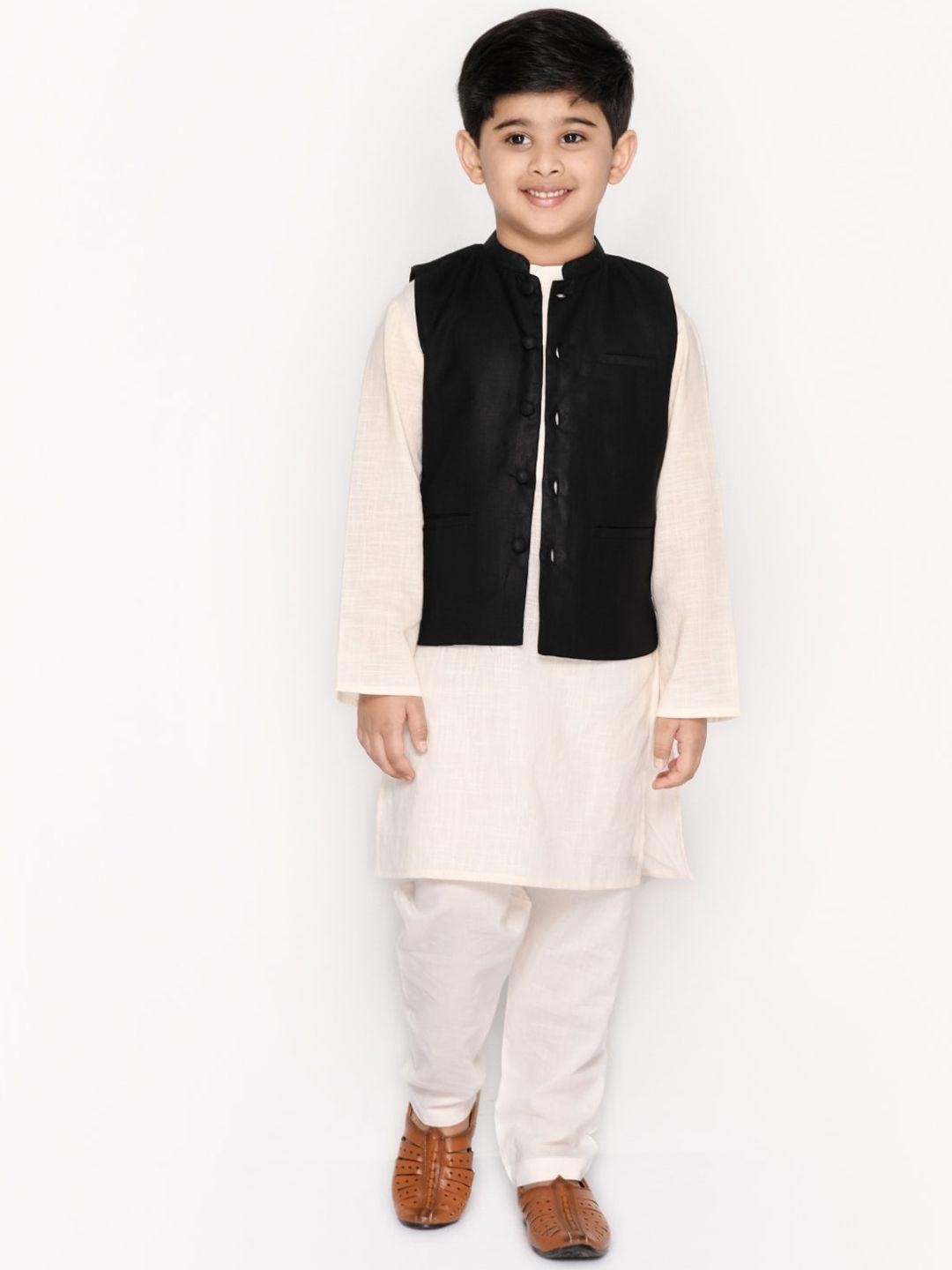 saka-designs-boys-black-pure-cotton-kurta-with-pyjamas-&-nehru-jacket