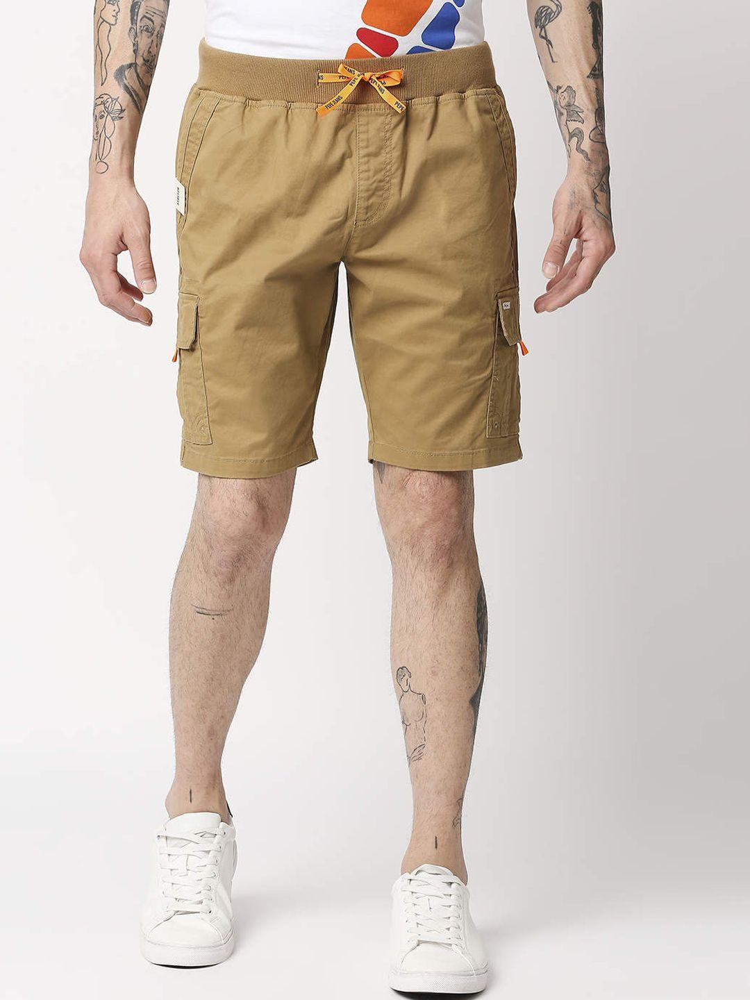 pepe-jeans-men-khaki-slim-fit-cotton-cargo-shorts