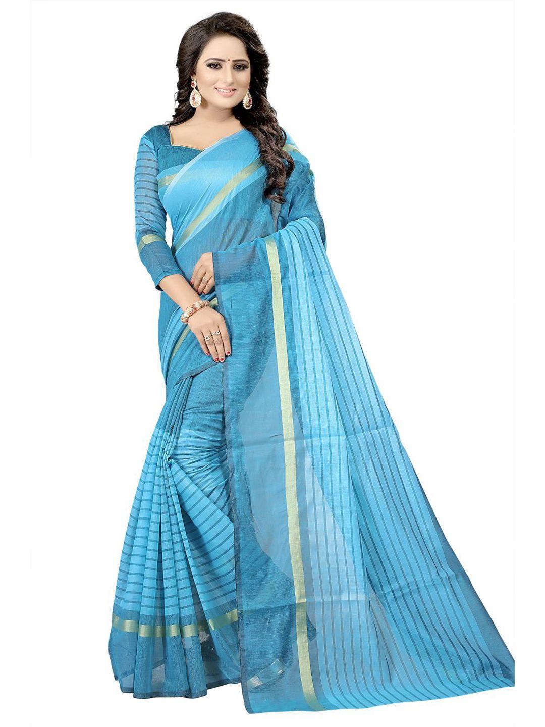 saadhvi-turquoise-blue-&-gold-toned-striped-zari-saree