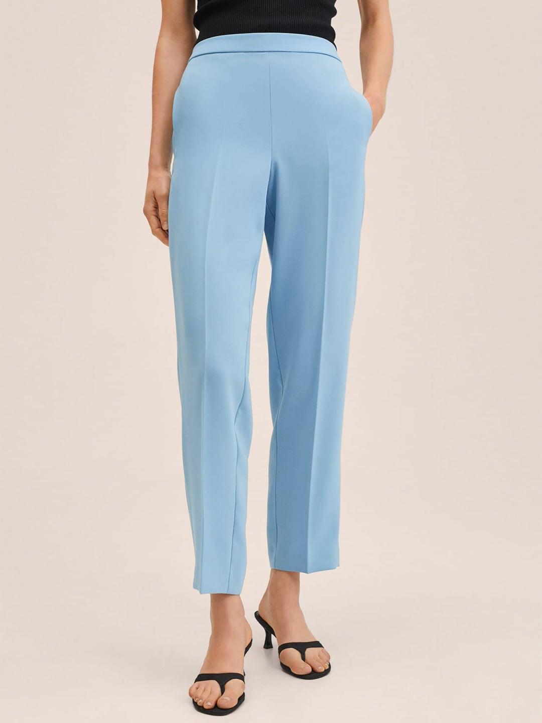 mango-women-blue-straight-fit-high-rise-trousers