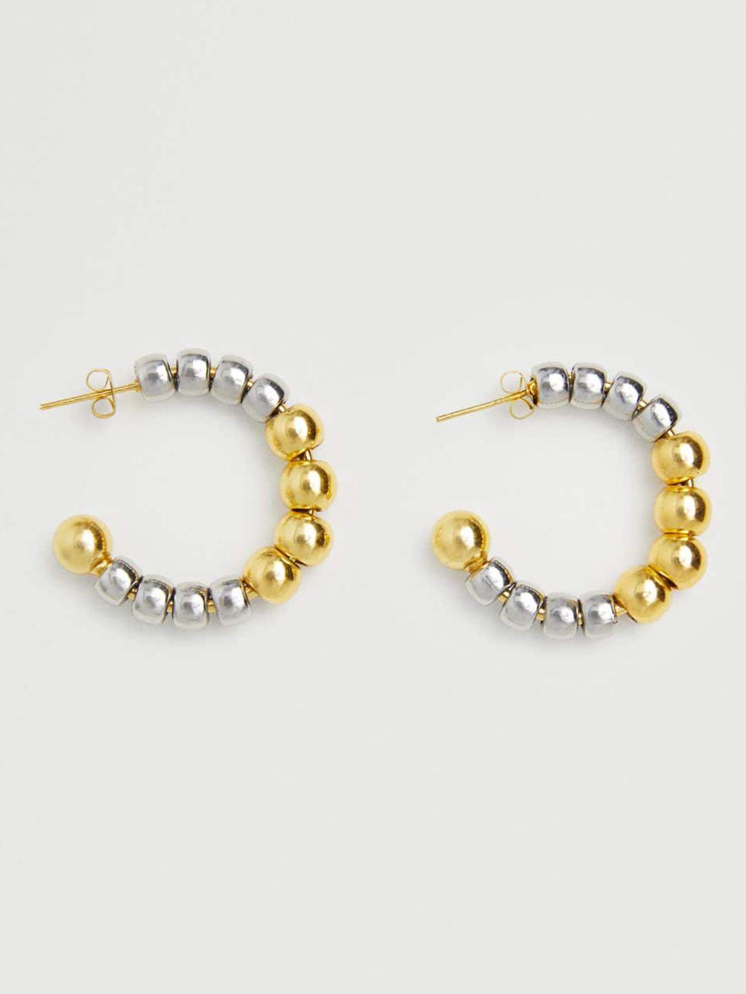 mango-silver-toned-&-gold-toned-half-hoop-earrings