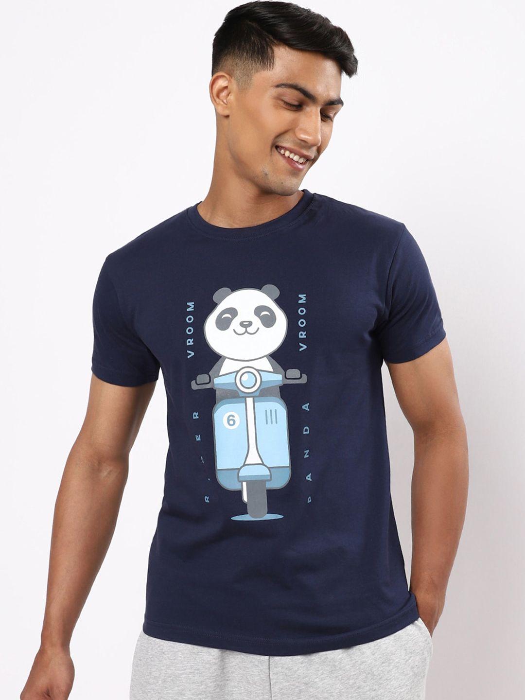 bewakoof-men-blue-printed-t-shirt