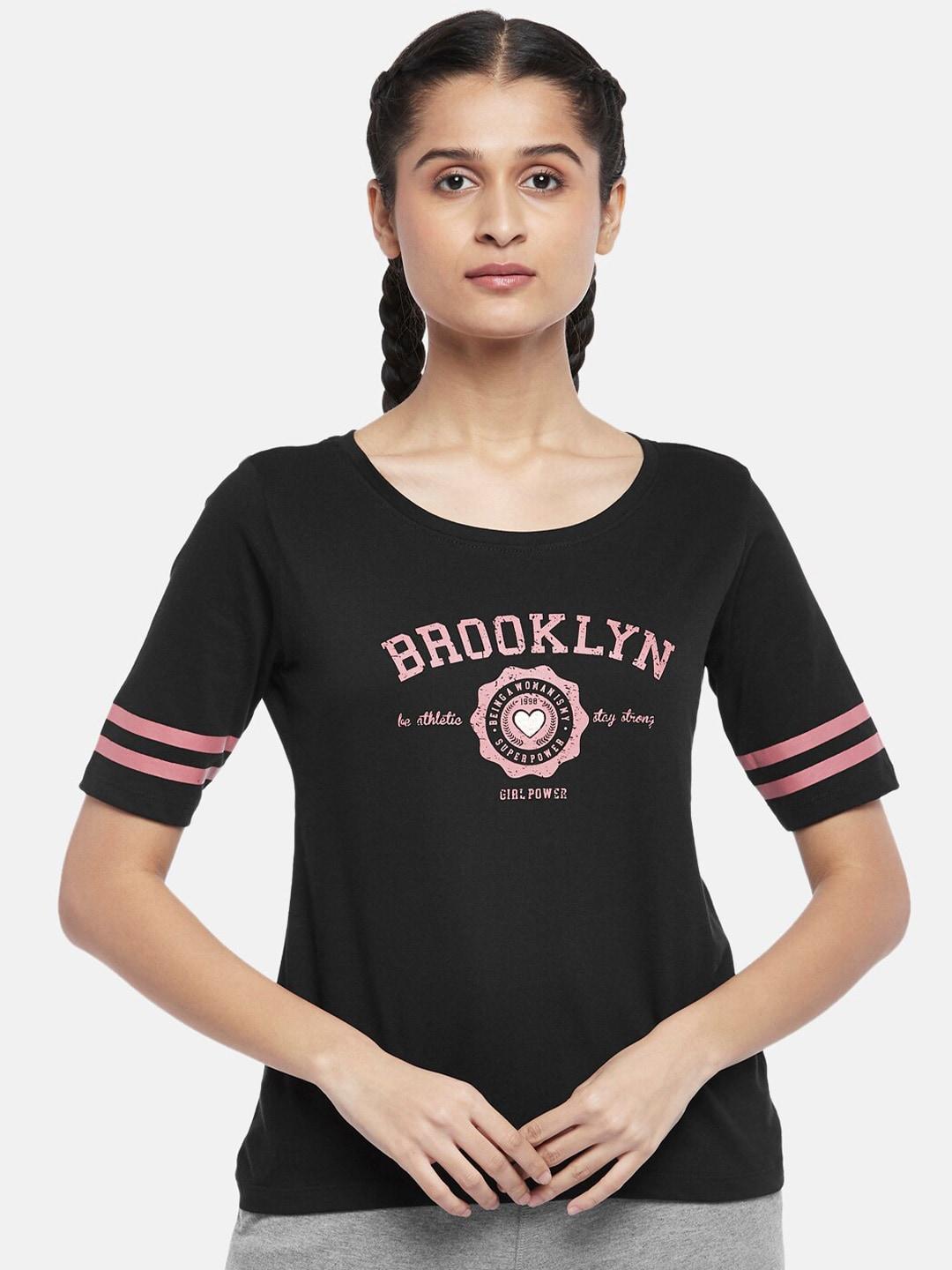 ajile-by-pantaloons-women-black-printed-sports-t-shirt