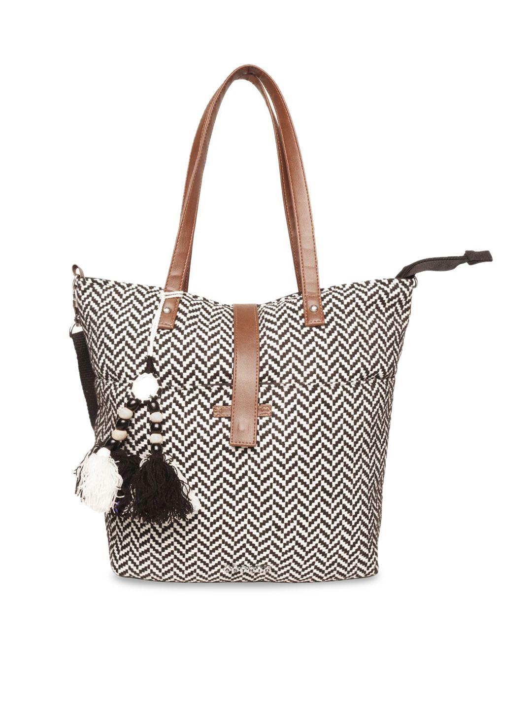 astrid-black-&-off-white-textured-oversized-shopper-tasselled-tote-bag