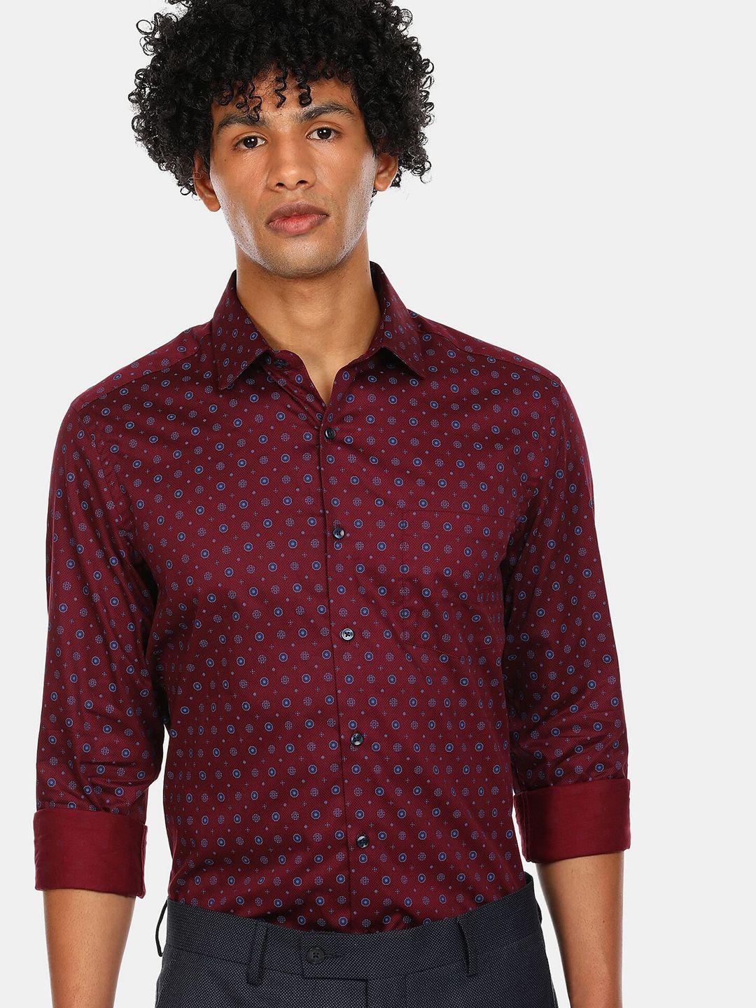 arrow-men-maroon-printed-cotton-casual-shirt
