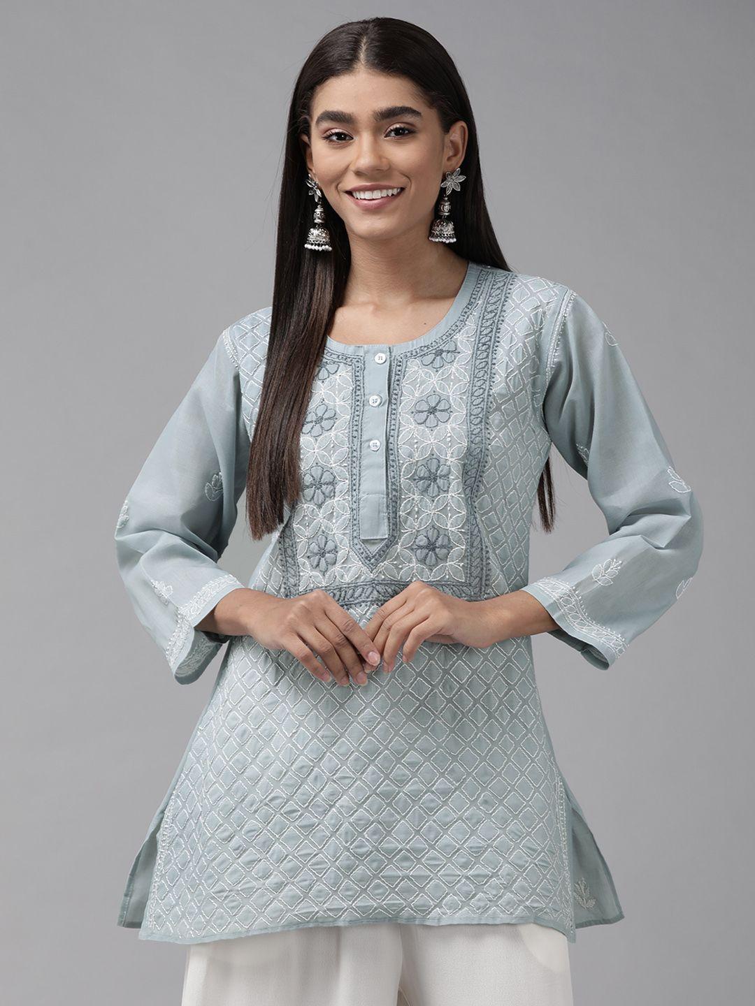 ada-grey-&-white-ethnic-motifs-embroidered-chikankari-kurti