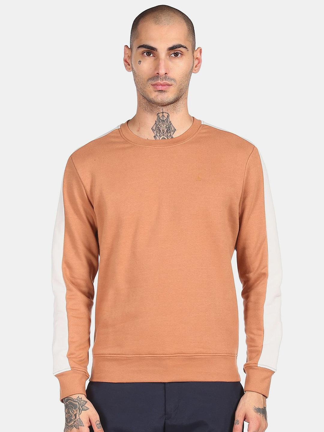 arrow-sport-men-brown-colourblocked-sweatshirt