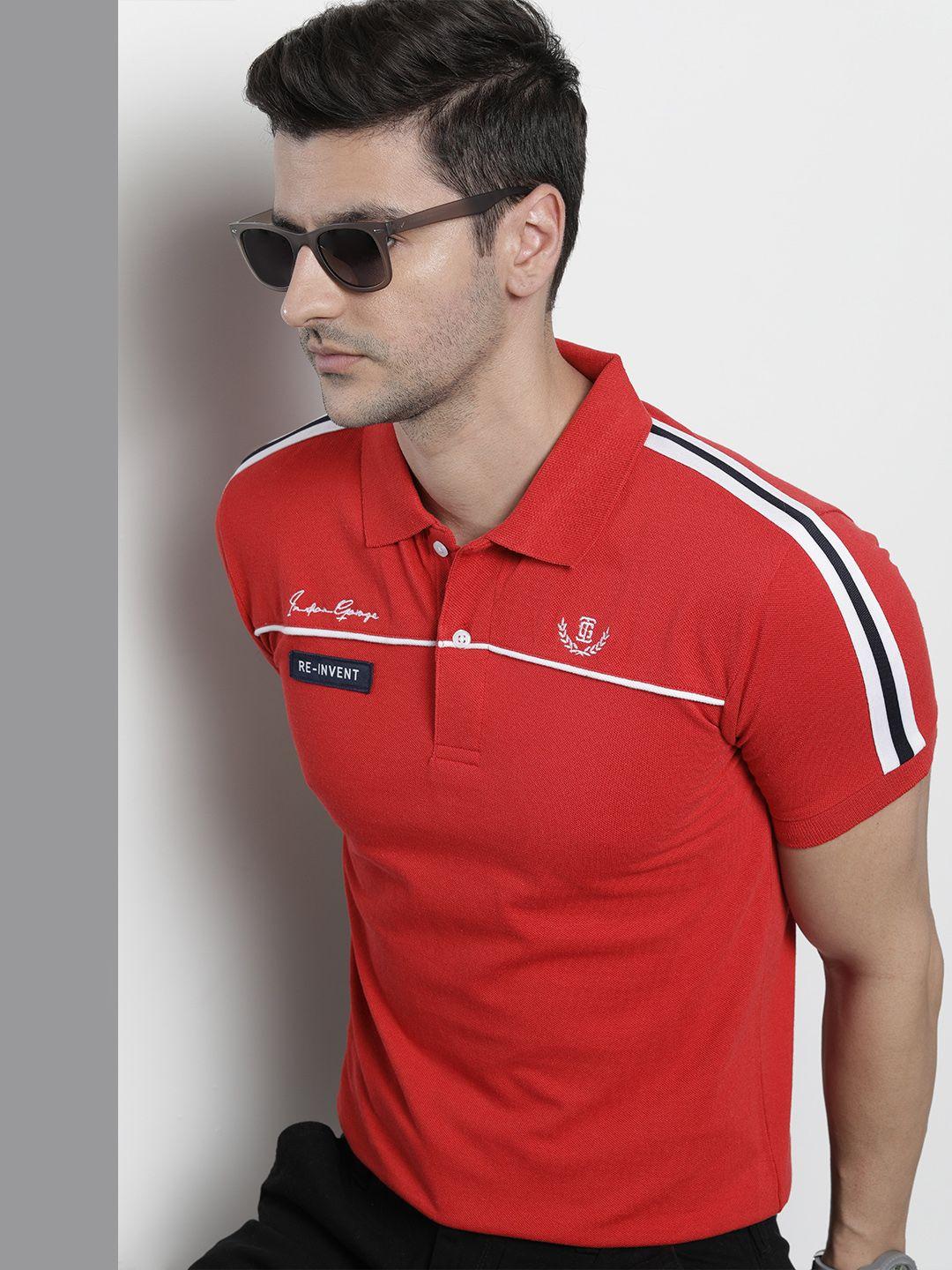 the-indian-garage-co-men-red-solid-polo-collar-applique-detail-slim-fit-t-shirt