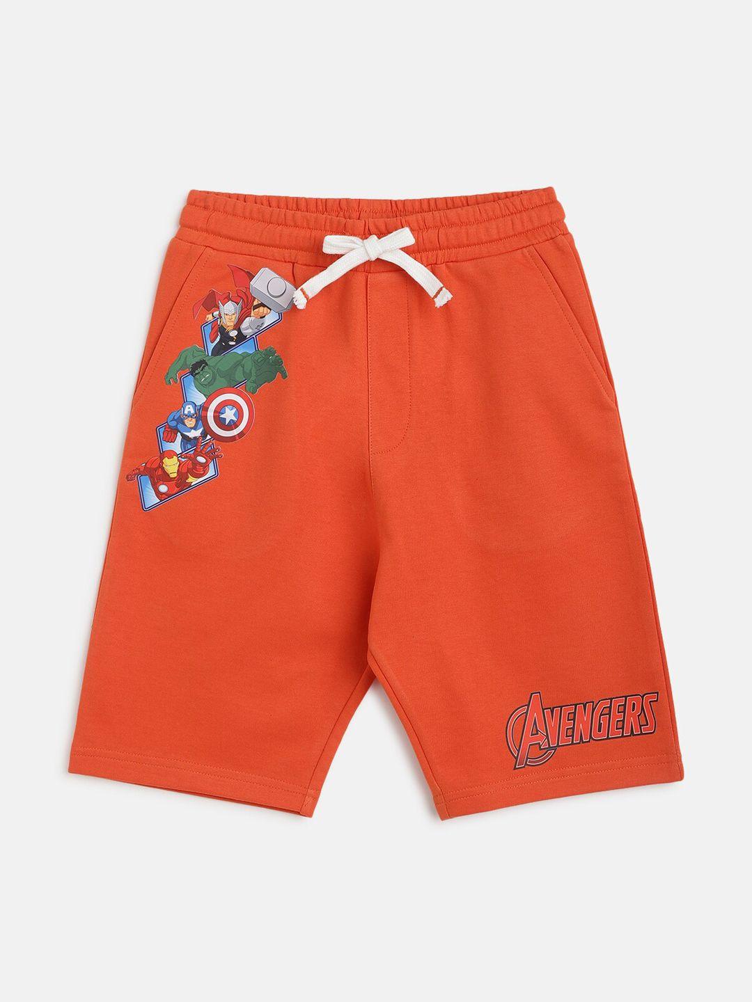 lil-tomatoes-boys-orange-printed-avengers-cotton-outdoor-shorts