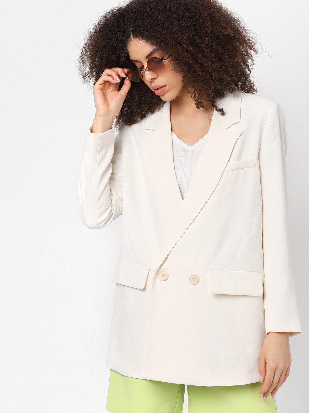 only-women-off-white-solid-double--breasted-casual-blazer
