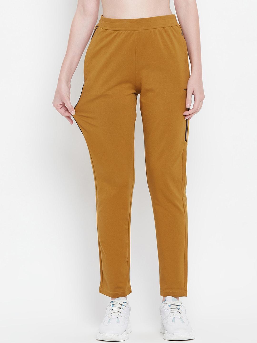 okane-women-mustard-solid-track-pants