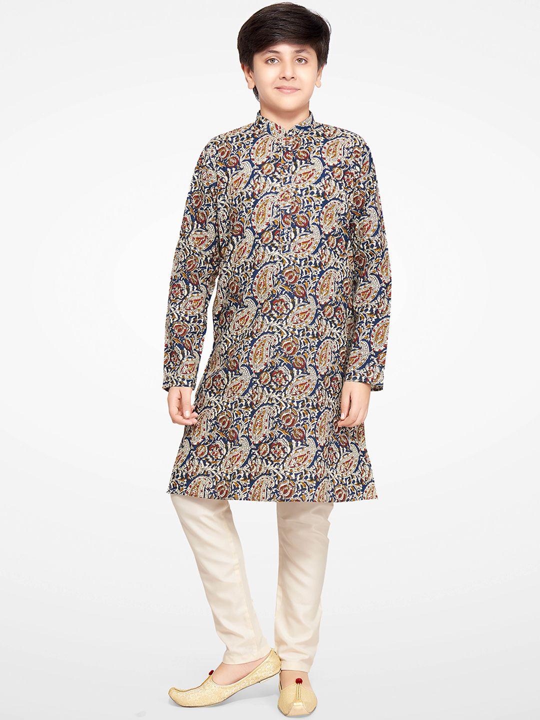 jeetethnics-boys-multicoloured-floral-printed-kurta-with-pyjamas