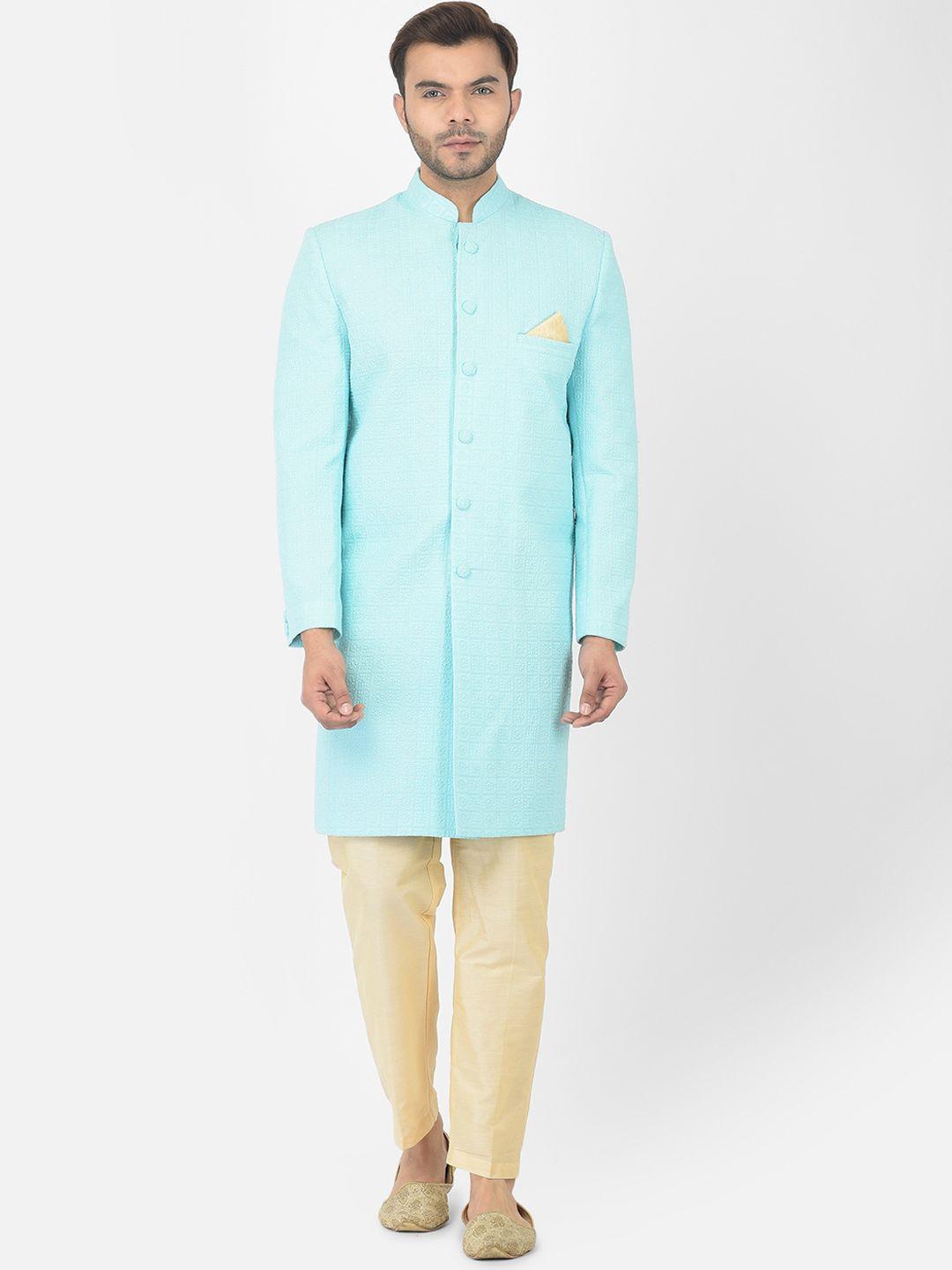 deyann-men-blue-&-cream-coloured-chikankari-embroidered-sherwani-set