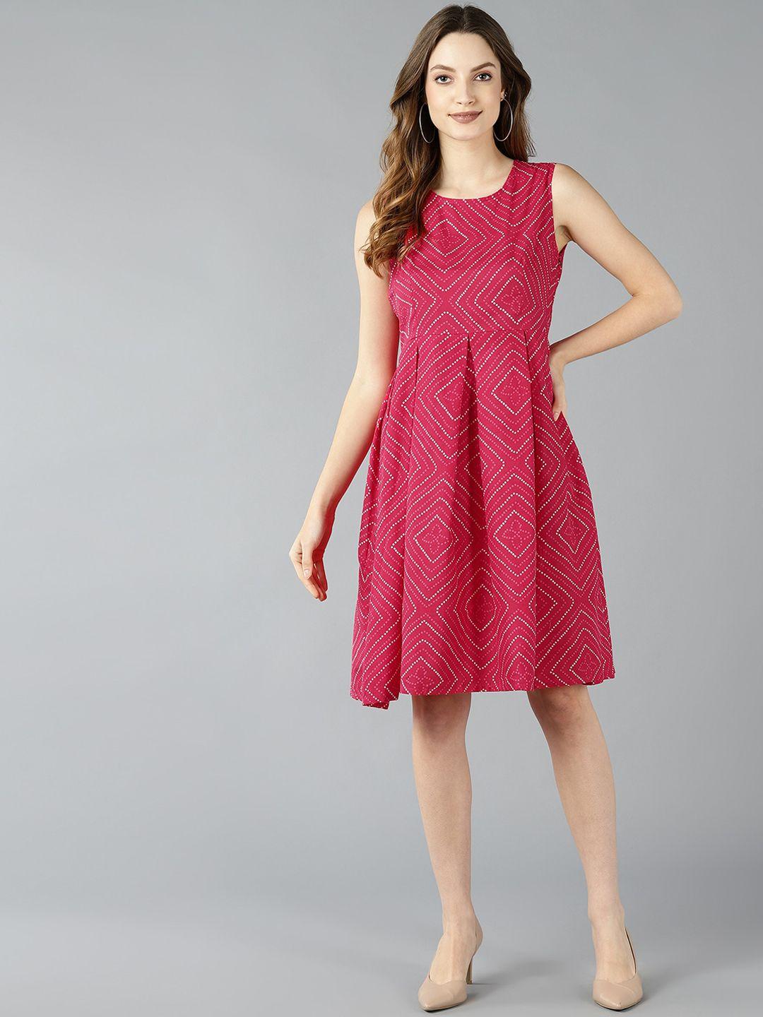 znx-clothing-women-pink-bandhani-printed-dress