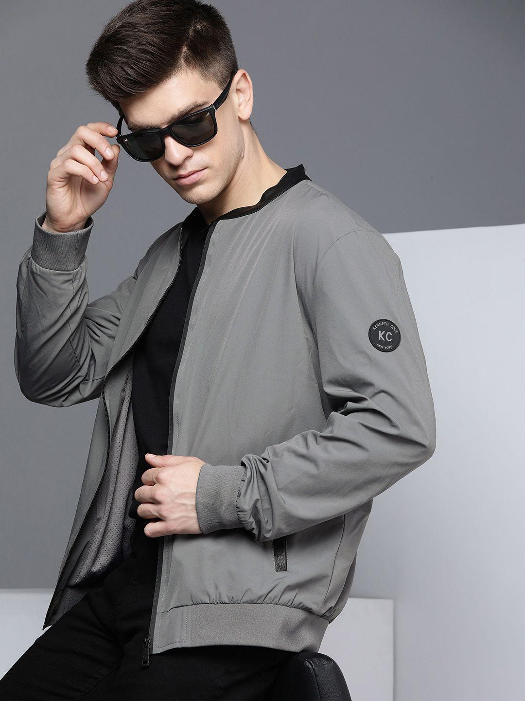kenneth-cole-fusion-men-grey-solid-bomber-jacket