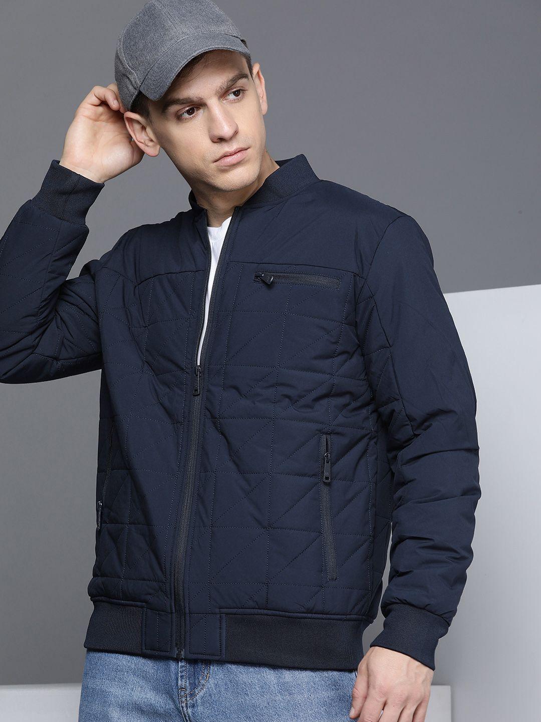 kenneth-cole-velocity-men-navy-blue-self-design-stand-collar-quilted-jacket