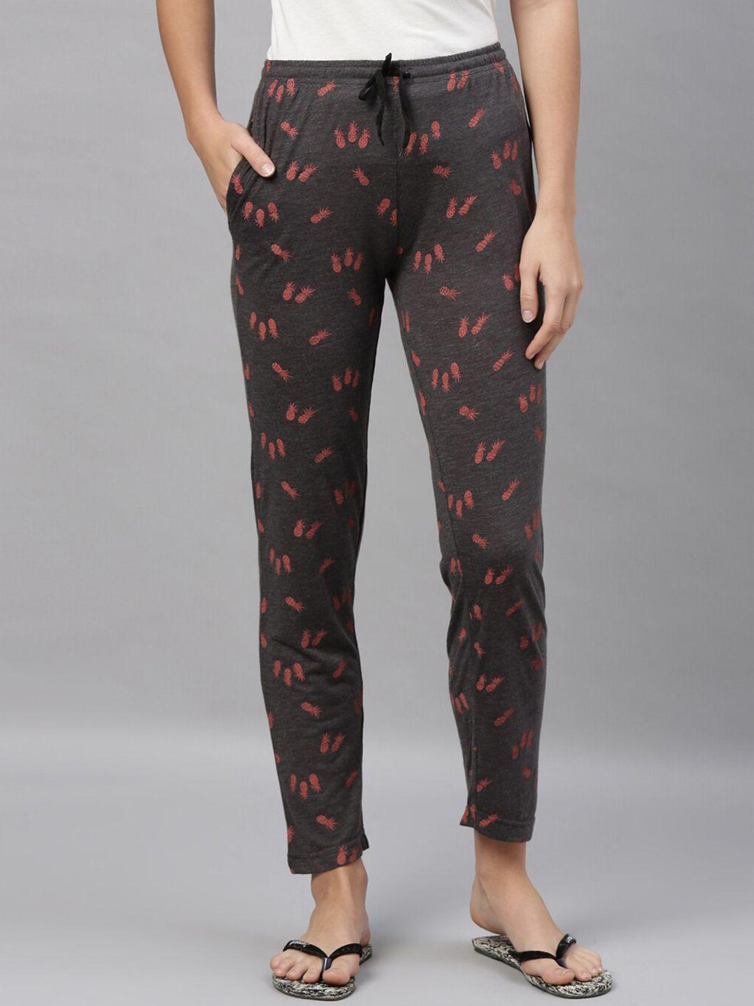 kryptic-women-grey-&-red-printed-pure-cotton-lounge-pants