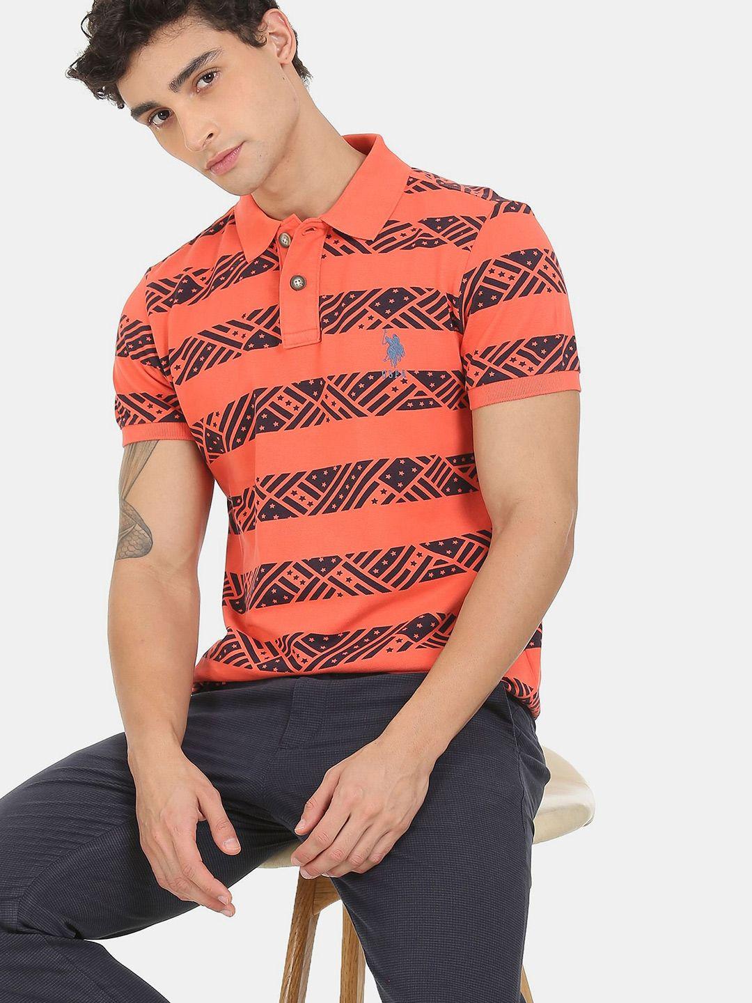 u-s-polo-assn-denim-co-men-peach-coloured-printed-polo-collar-pure-cotton-t-shirt