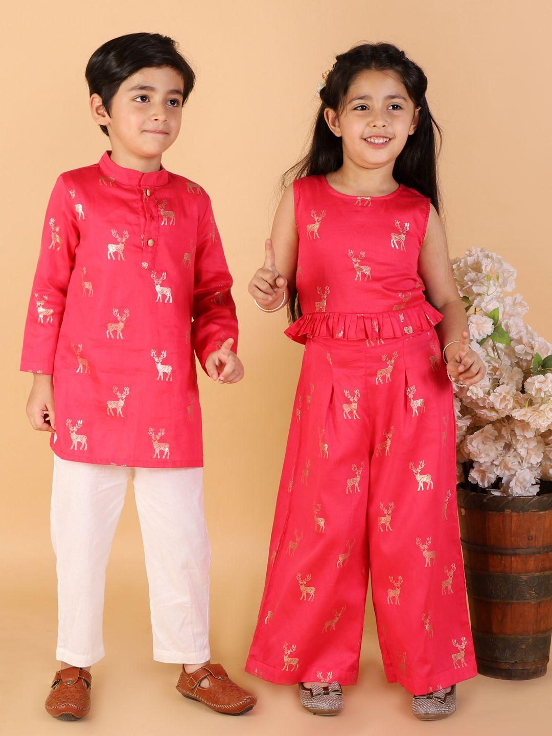 lil-drama-boys-pink-printed-pure-cotton-kurta-set
