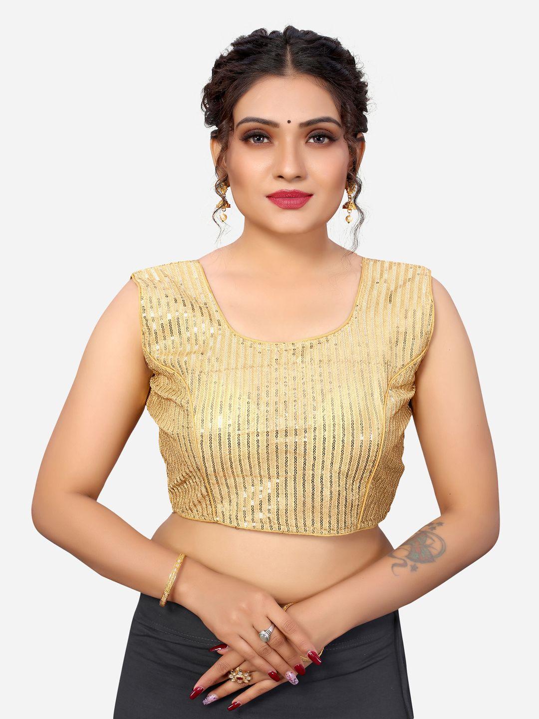 siril-women-golden-embellished-padded-saree-blouse