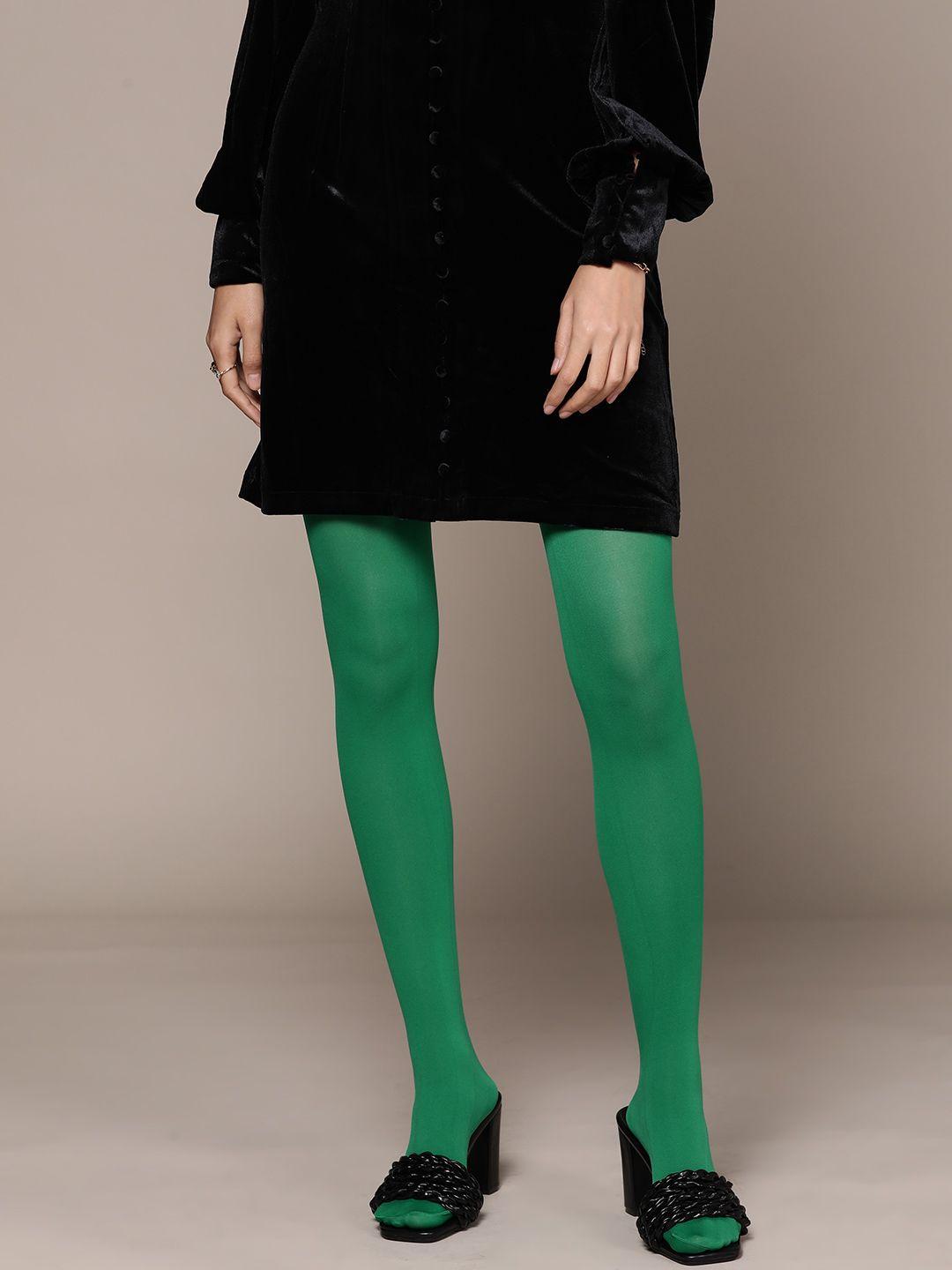 mango-women-green-solid-stockings