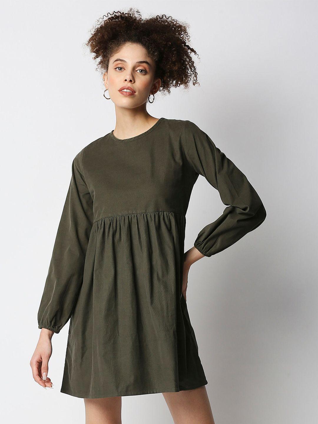 disrupt-women-olive-green-a-line-mini-dress