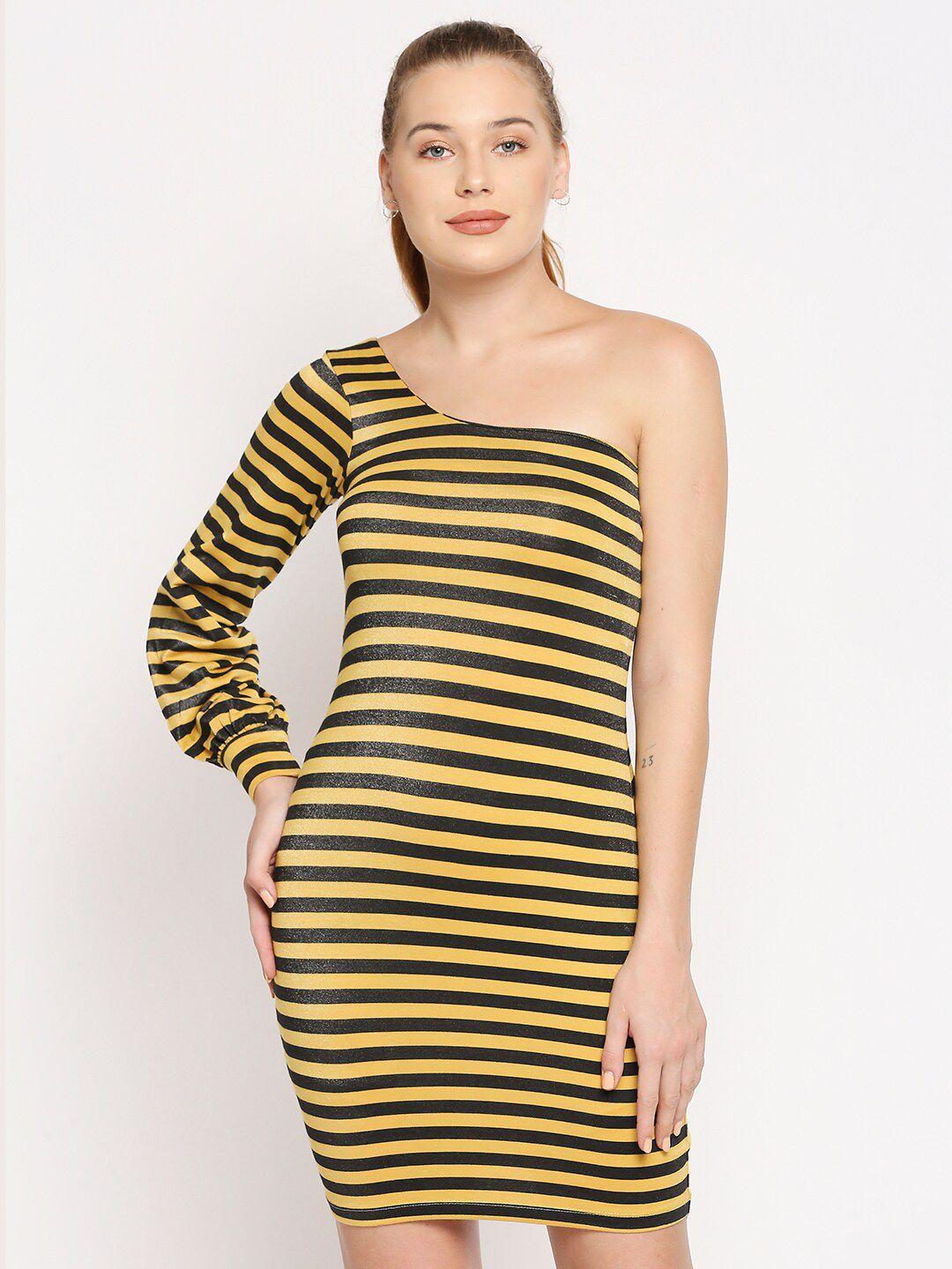 disrupt-yellow-striped-one-shoulder-bodycon-dress