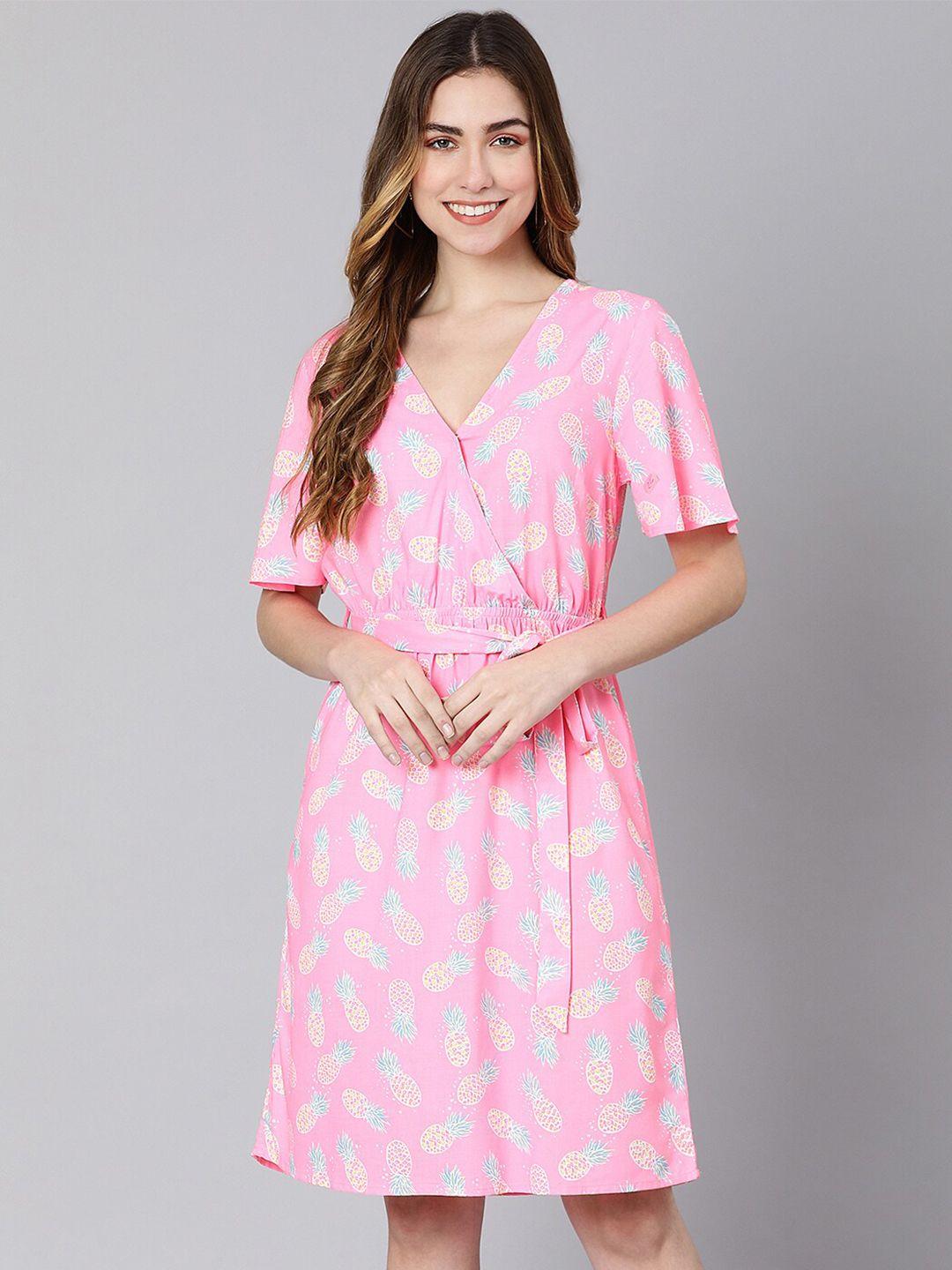 oxolloxo-women-pink-crepe-dress