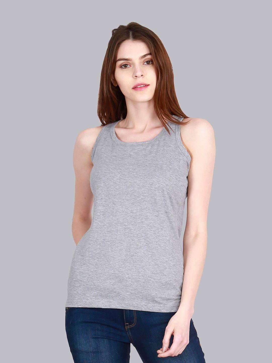 fleximaa-women-grey-melange-solid-t-shirt