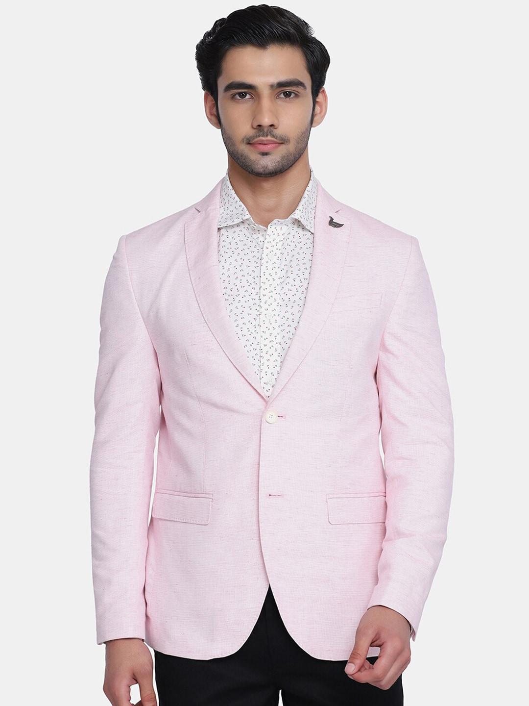 blackberrys-men-pink-self-design-single-breasted-slim-fit-casual-blazer