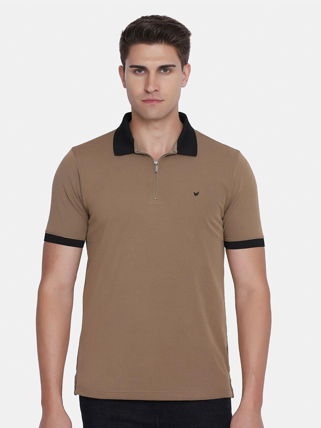 blackberrys-men-khaki-polo-collar-slim-fit-t-shirt