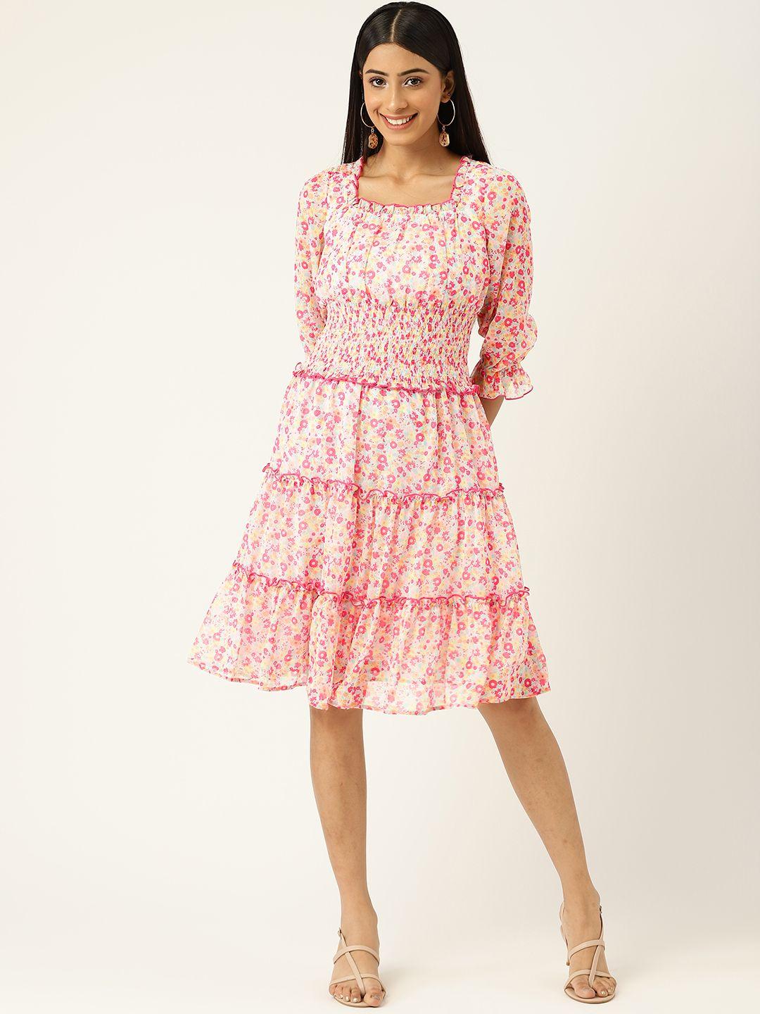 antheaa-women-white-&-pink-floral-printed-chiffon-a-line-dress