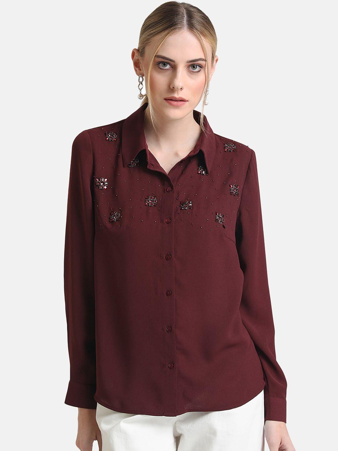 kazo-women-maroon-casual-shirt