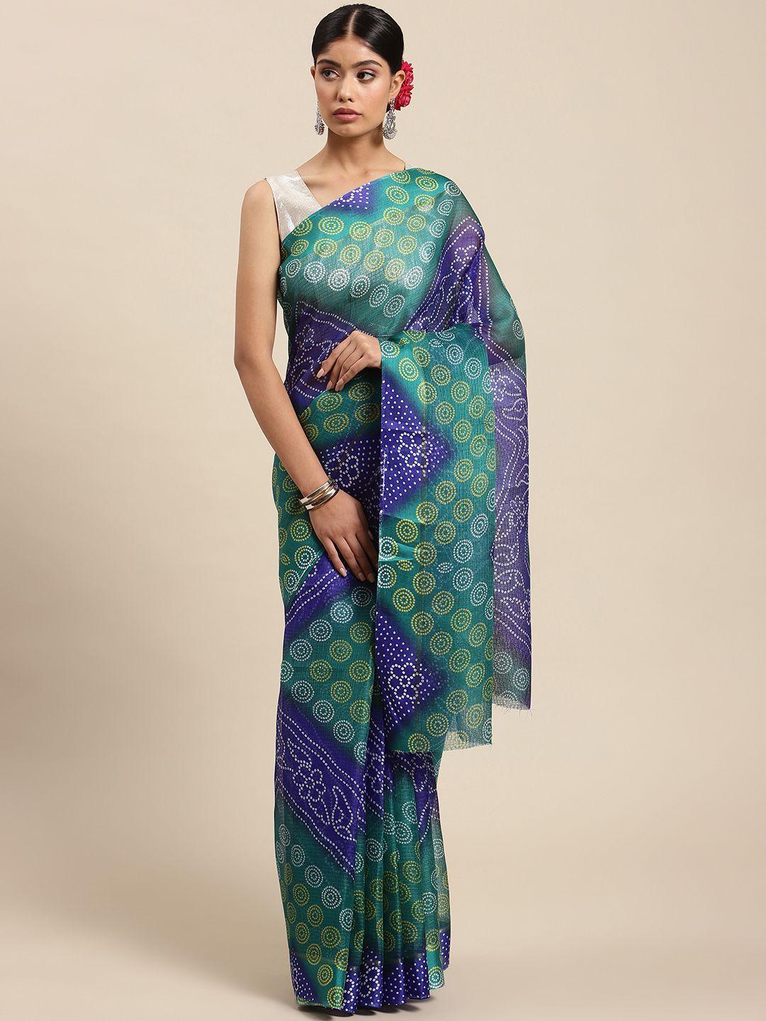 swadha-fashions-purple-&-green-bandhani-print-saree